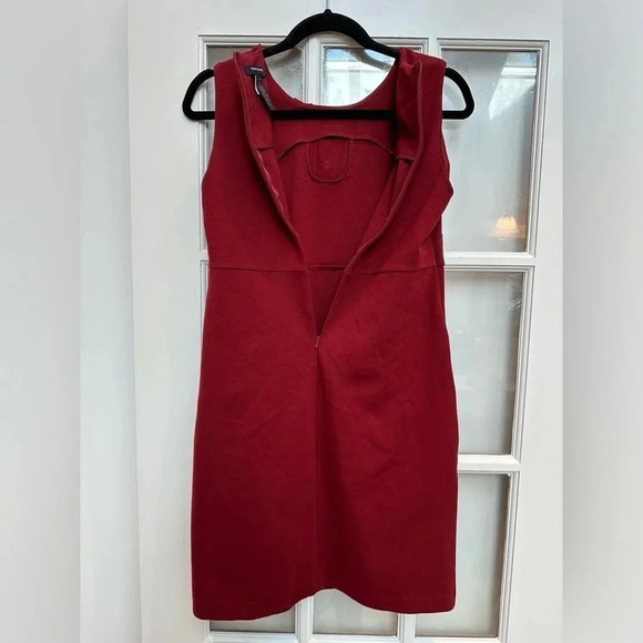Vintage Banana Republic Sleeveless Burgundy Knit Sheath Dress Pockets Size 6 S - Picture 5 of 10